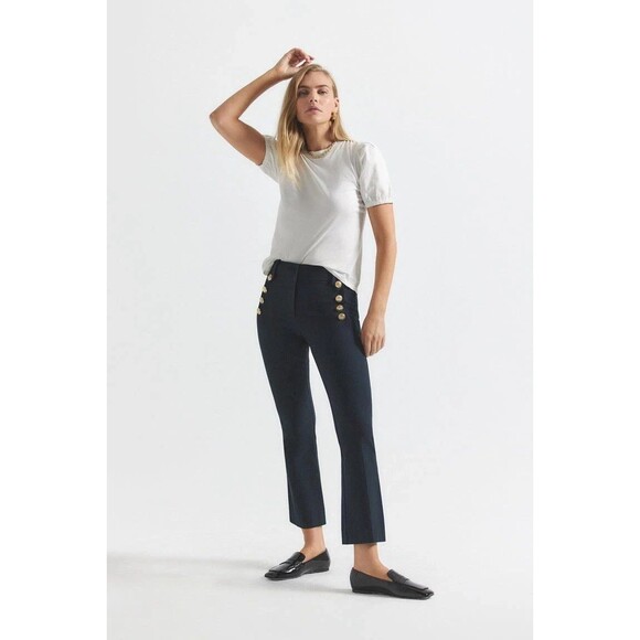 Derek Lam Crosby Robertson Crop Flare Capsule HR Trousers Blue Tailored Pants - Picture 3 of 13